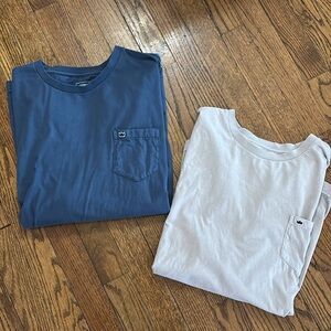 crown & ivy Blue and Cream Short Sleeve Tees
